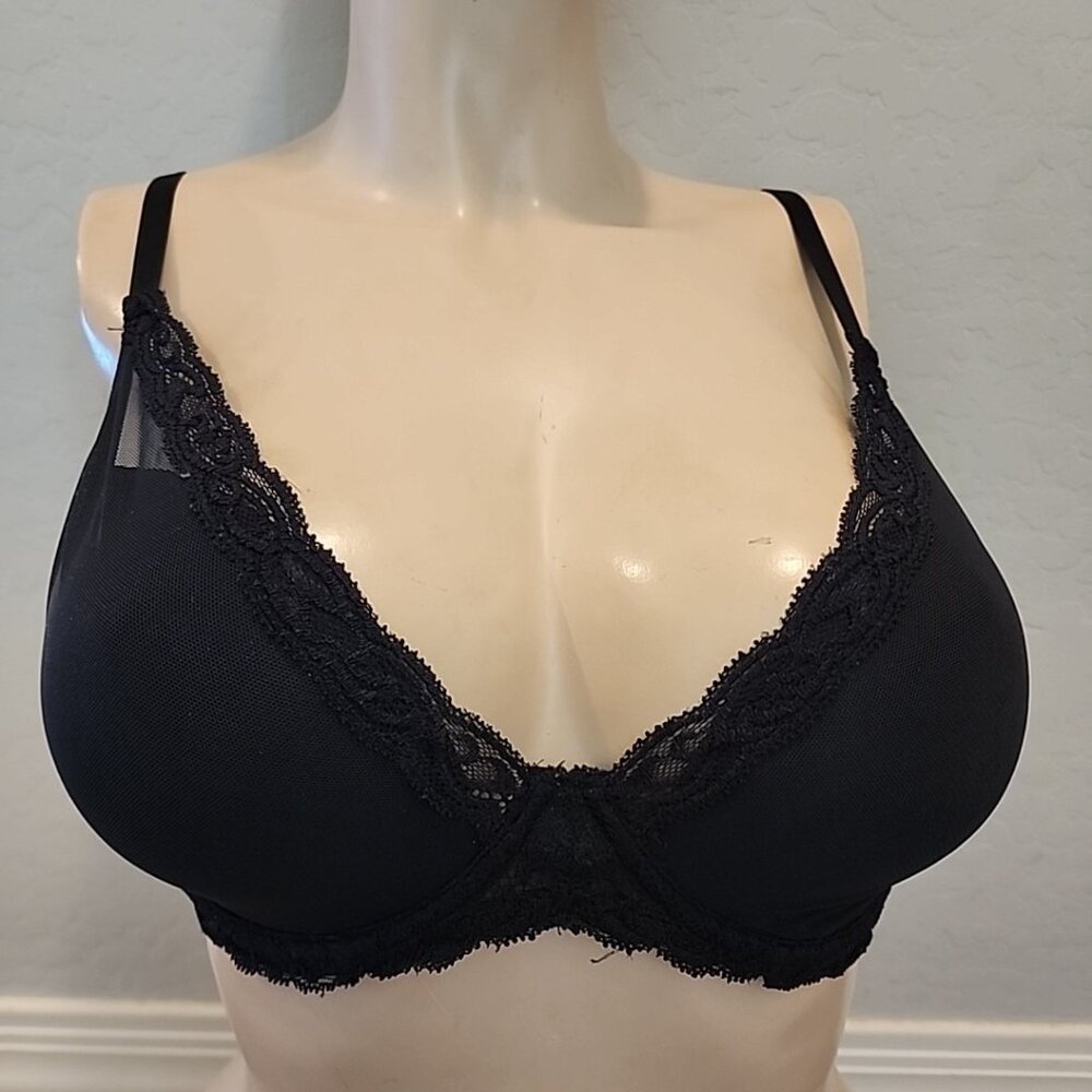 Natori Bra 34DD Black Underwire Lightly Lined